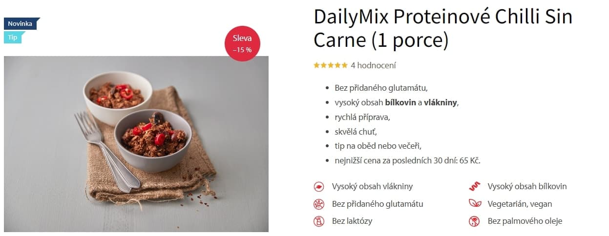 srovnání low carb proteinových jídel daily mix