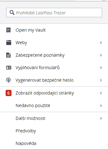 LastPass rozšíření