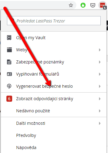 LastPass generování hesla