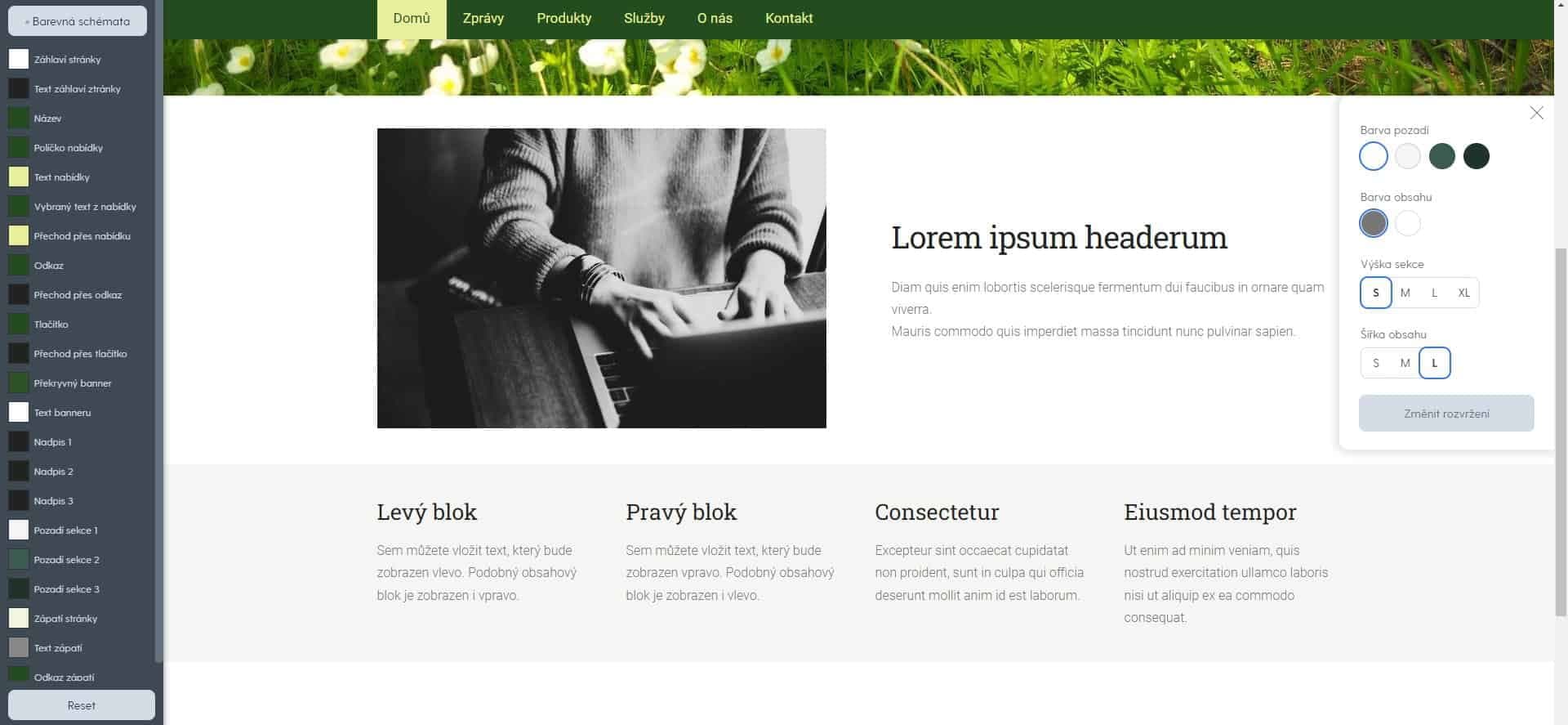 webdesign mozello úprava