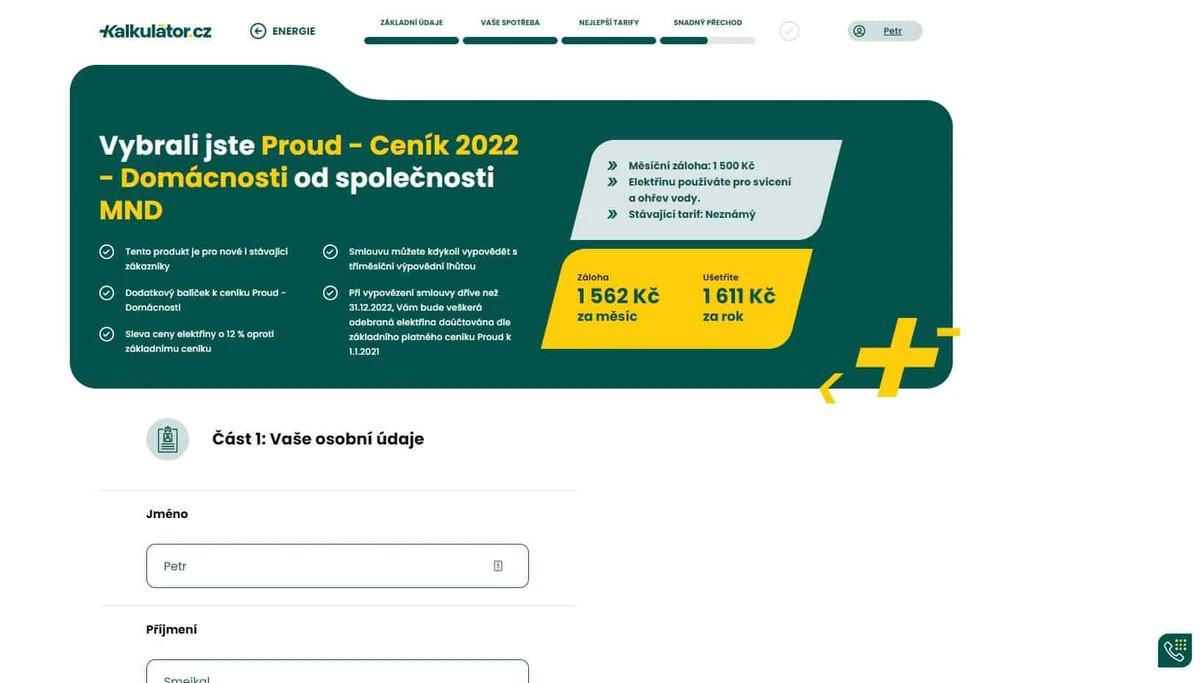 Kalkulátor.cz Porovnání elektřiny