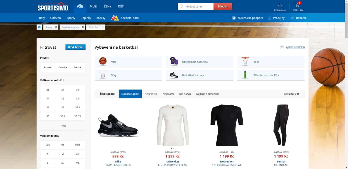 Sportisimo - Kategorie