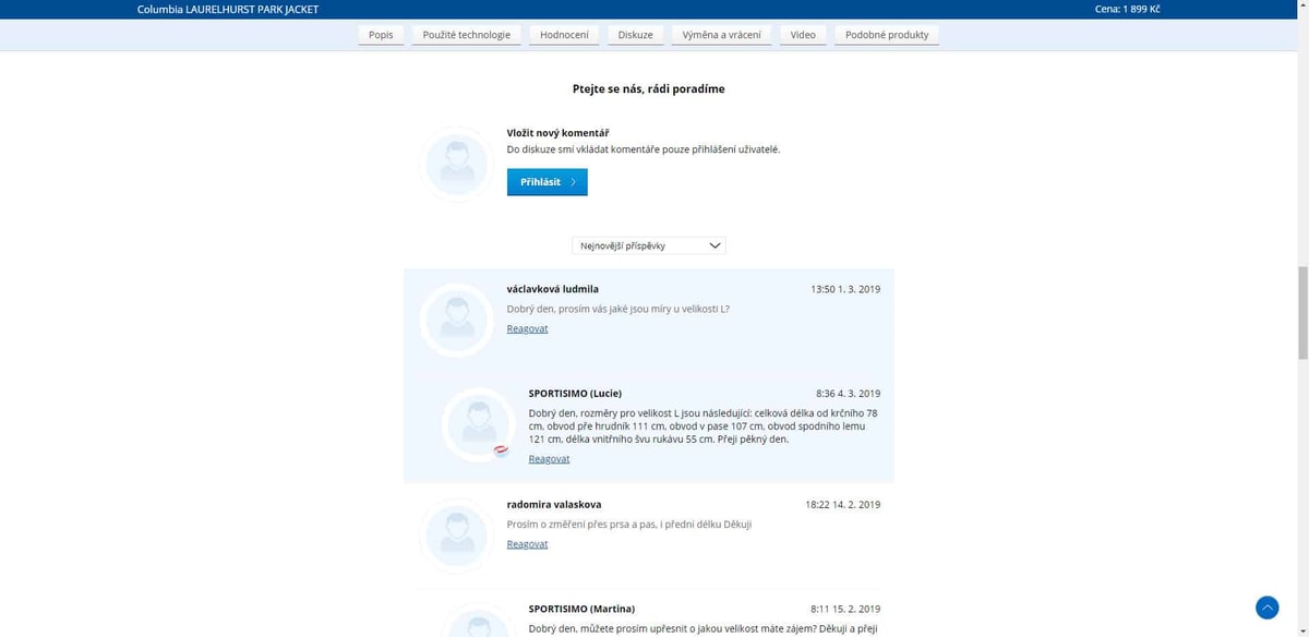 Sportisimo - Detail produktu