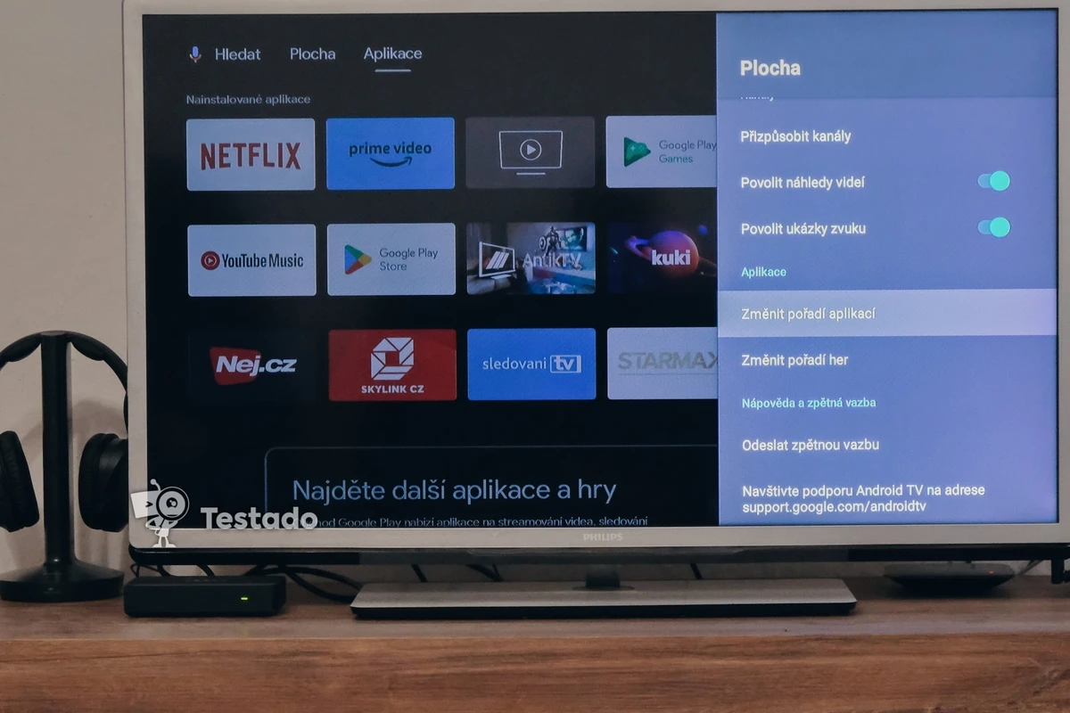 Tesla MediaBox XT850 android TV řazení