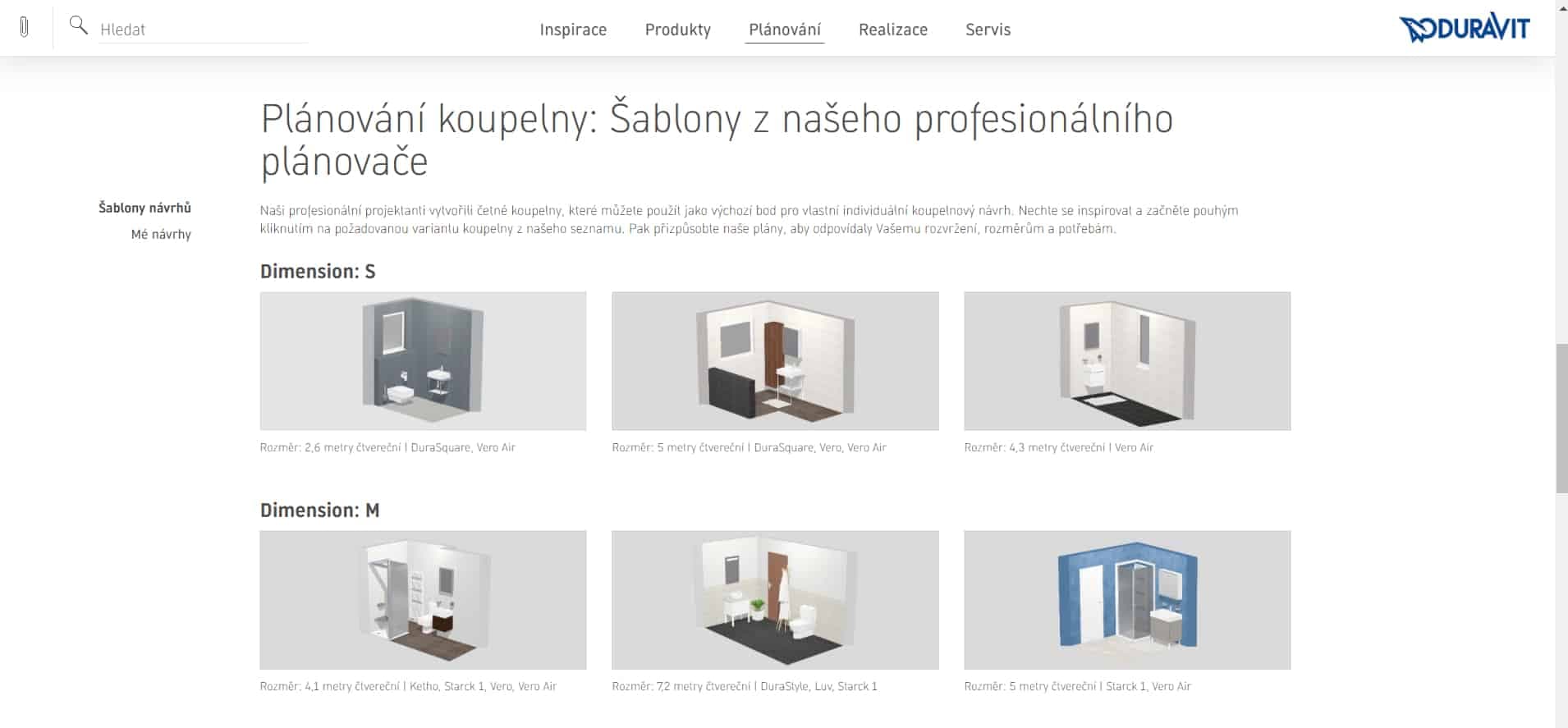 Duravit plánovač koupelen šablony - recenze