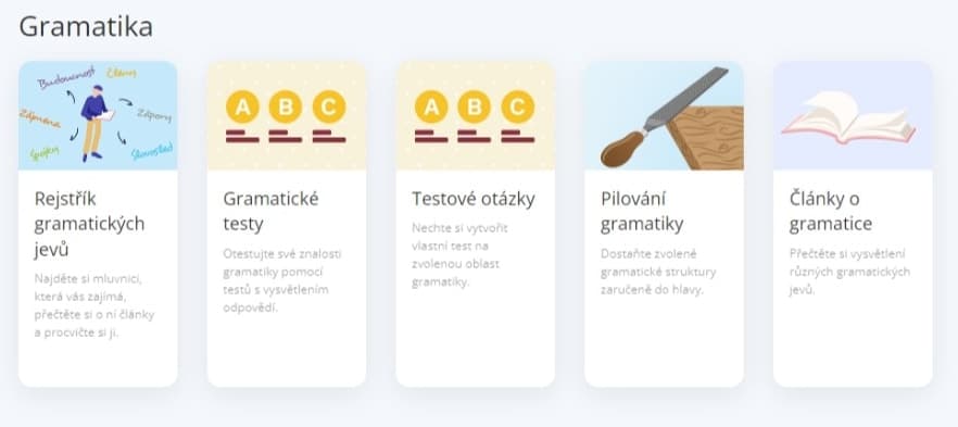 Test online aplikace na angličtinu Englishme a jak probíá výuka gramatiky.