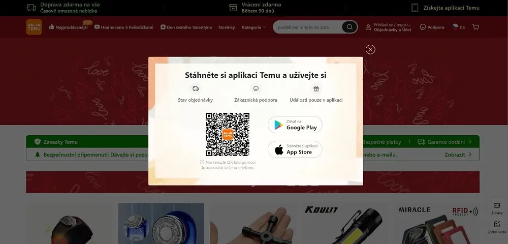Recenze Temu - platba a doručení