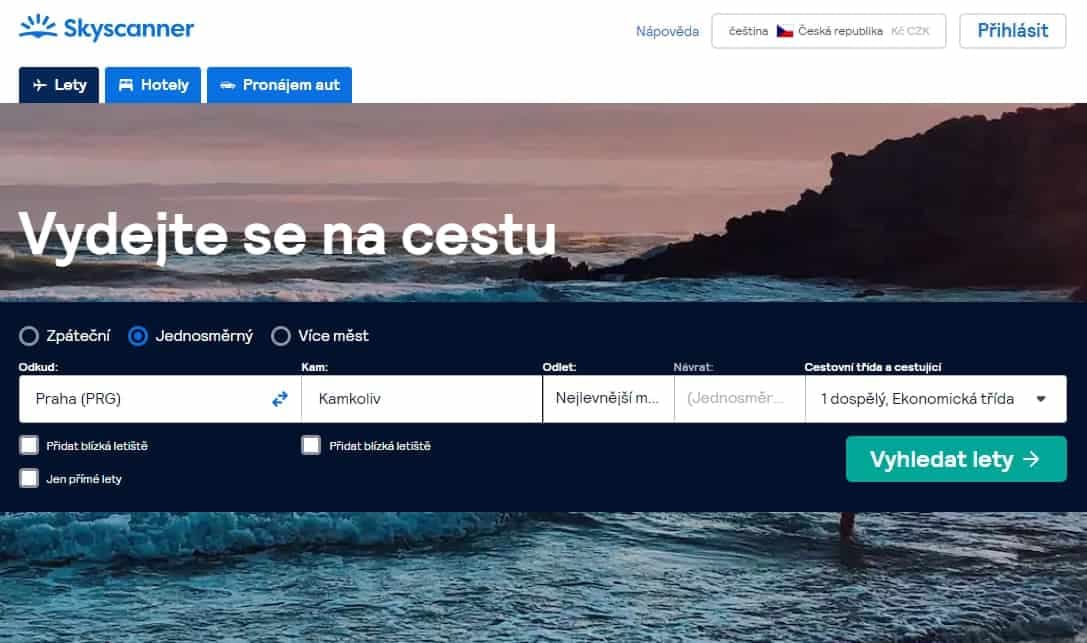 recenze vyhledávání letenek levné Skyscanner