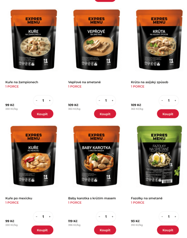 Ukázka sortimentu Expres Menu