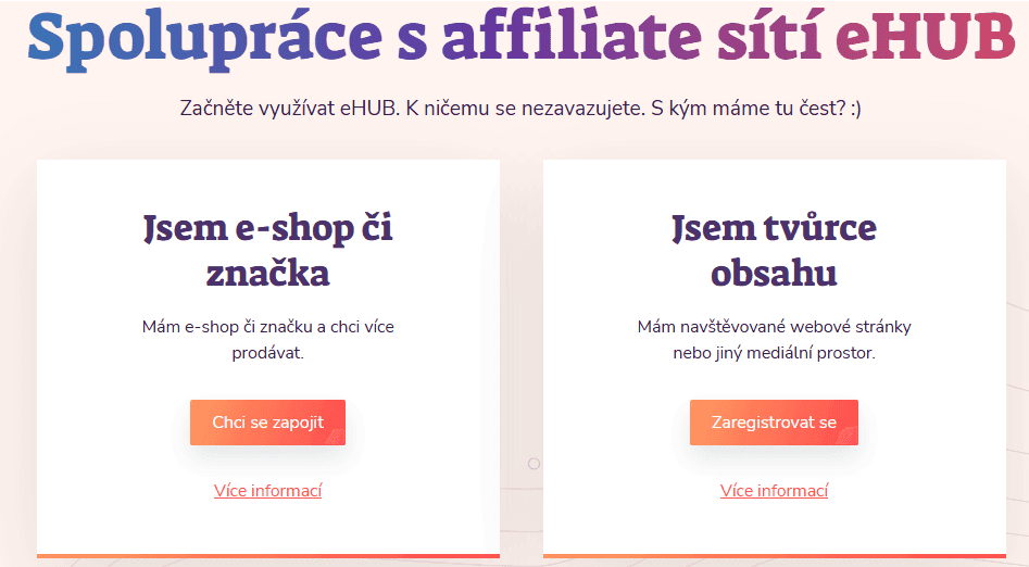 Spolupráce s affiliate sítí ehub