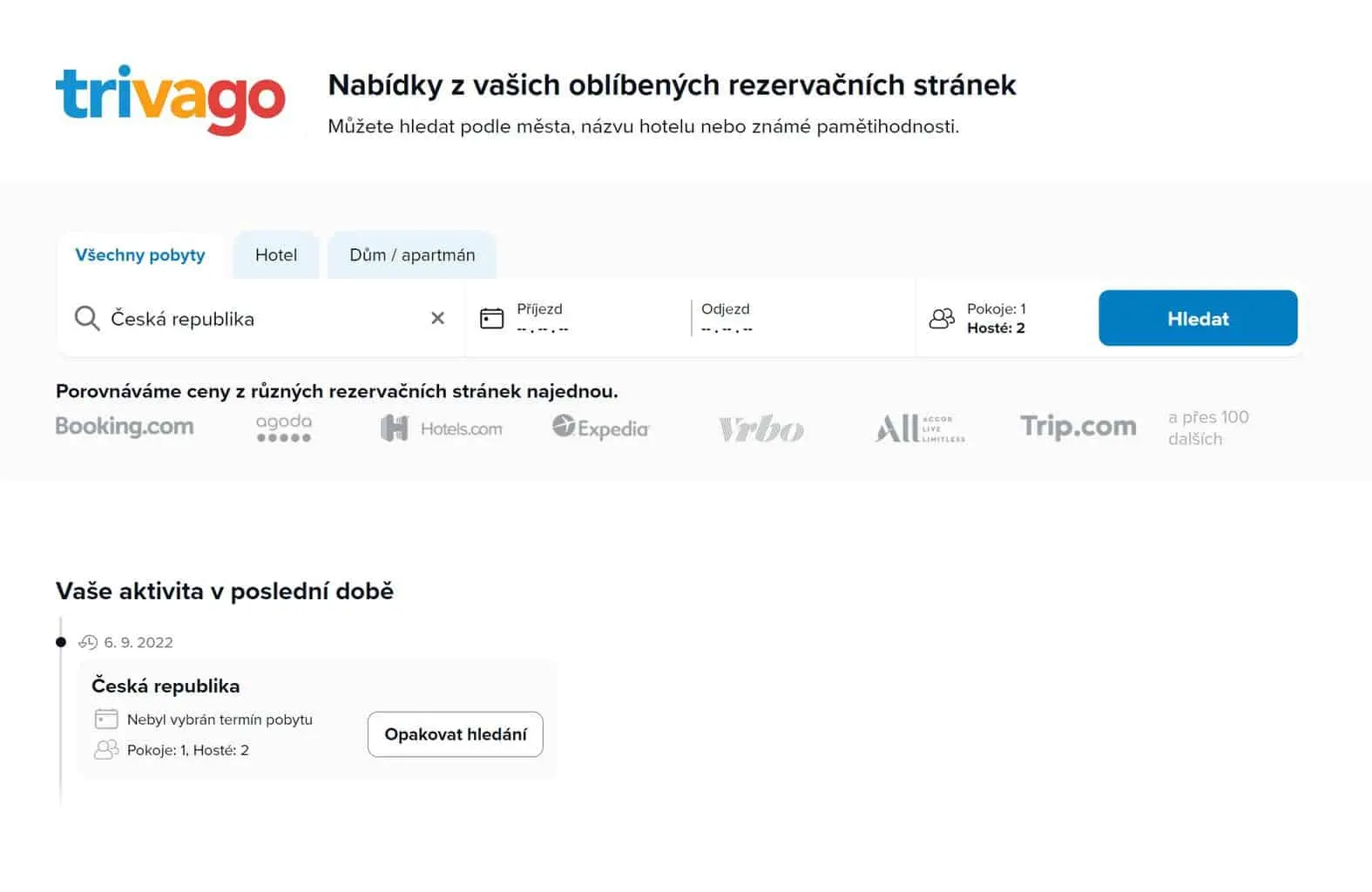 Základní informace o vyhledávači Trivago