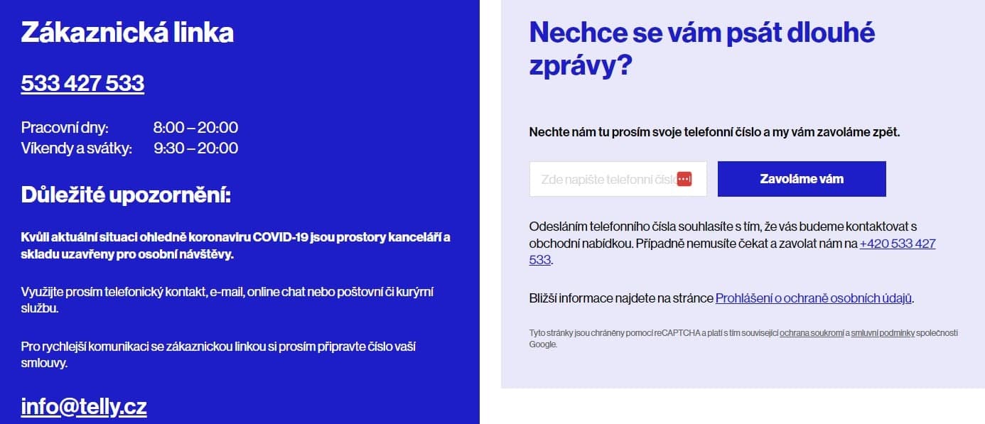 Zákaznická podpora telly recenze testado