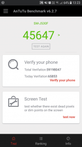 Samsung Galaxy J5 2017 - AnTuTu test HW