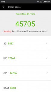 Xiaomi Redmi Note 5A Prime - AnTuTu HW