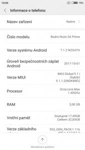 Xiaomi Redmi Note 5A Prime - systém