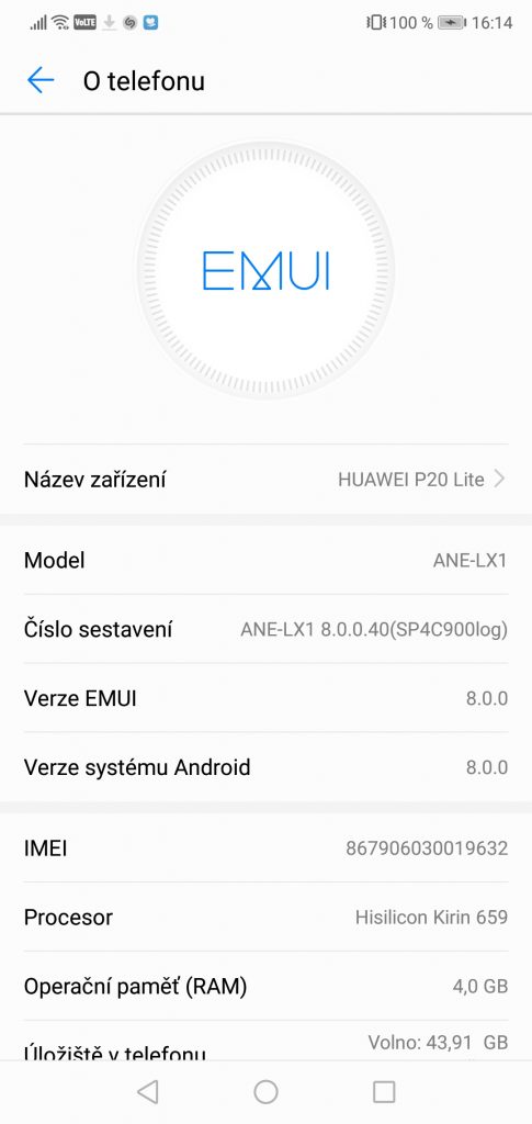 Huawei P20 Lite 4GB/64GB Dual SIM - systém