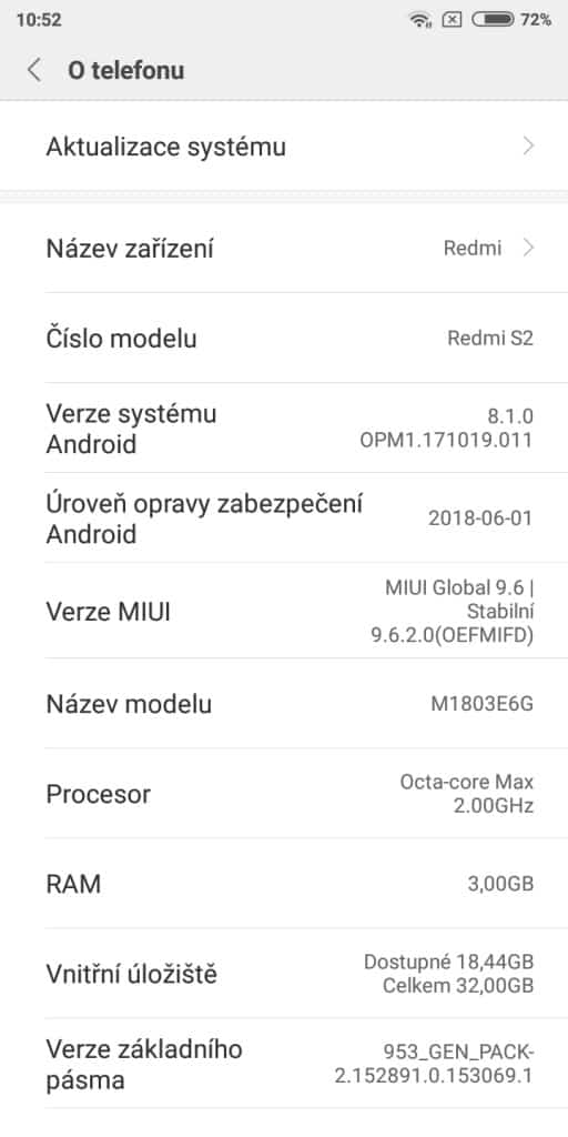 Xiaomi Redmi S2 3GB/32GB Global - systém