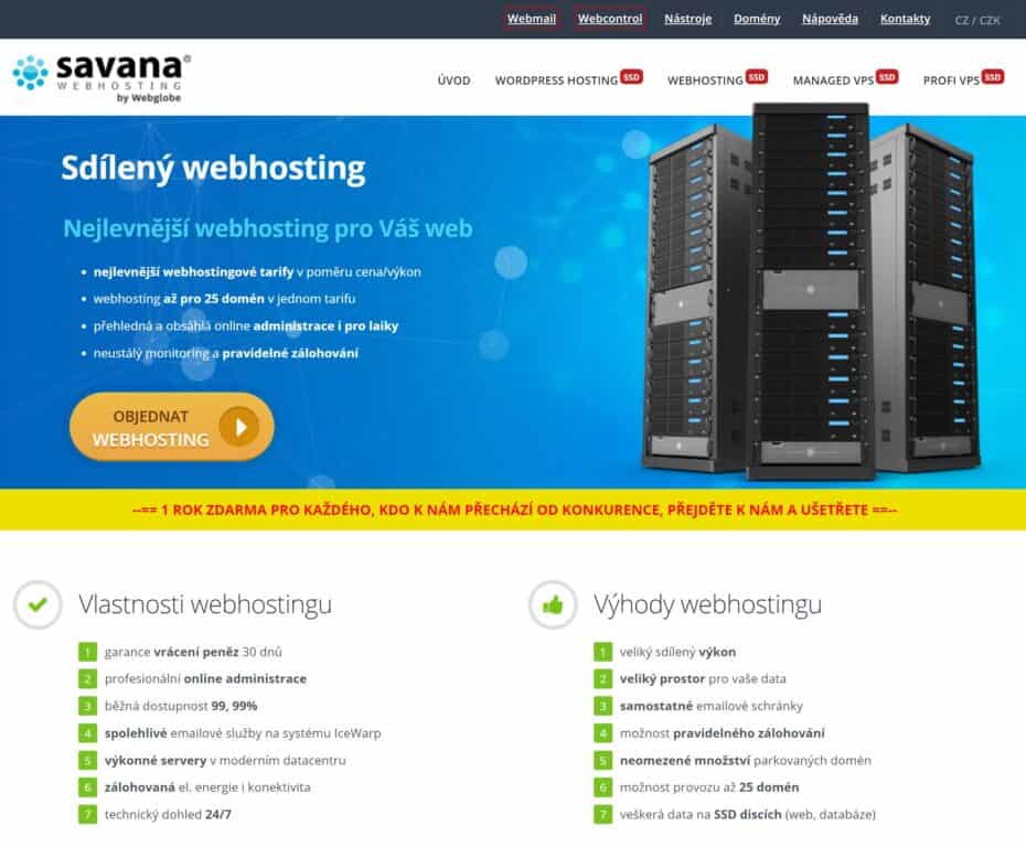 Varianty webhostingu Savana.cz