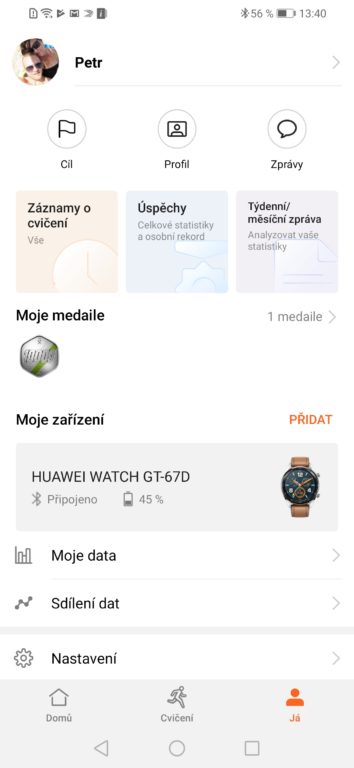 Test a recenze Huawei Watch GT chytré hodinky - aplikace