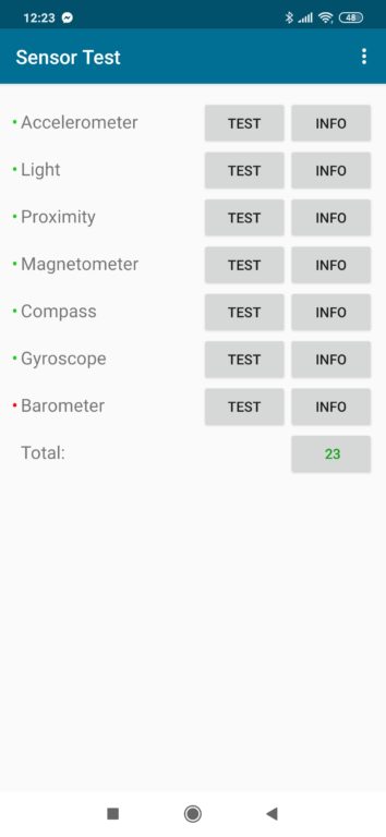 test mobilu Xiaomi Redmi Note 8T senzory