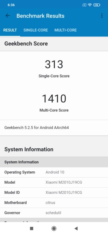 Xiaomi Poco M3 – GeekBench