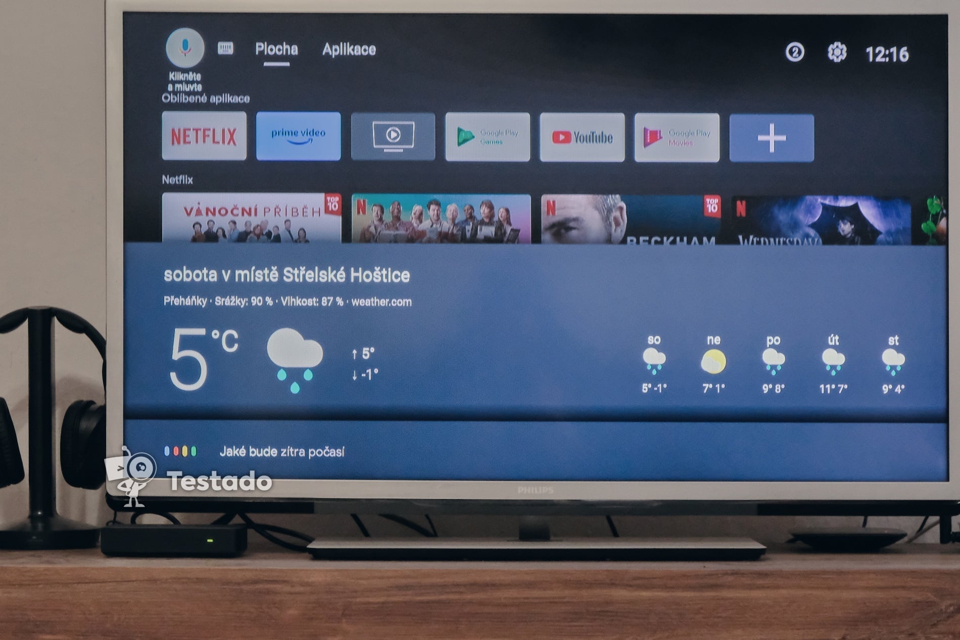 Tesla MediaBox XT850 android TV hlasové ovládání